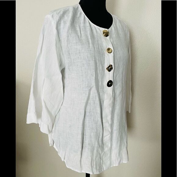 NWT Zara White Linen Shirt - Picture 4 of 8